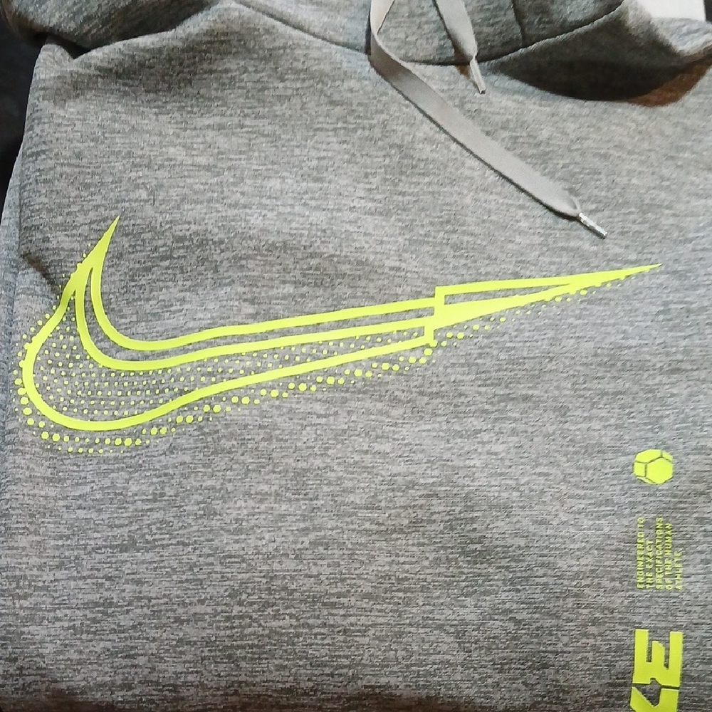 Nike Heather Gray Hoodie with Bright Yellow Swoosh